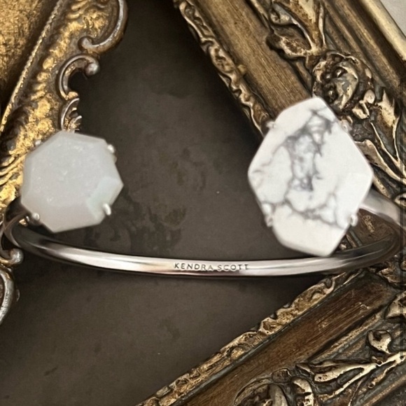 KENDRA SCOTT • Silver Cynthia White Mix Stone Cuff Bracelet - Picture 3 of 3